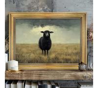 CHAOJIART Cuadro vintage de oveja negra, estilo rústico de granja con retrato de oveja negra, decoración de pared para sala de estar y cocina (70 x 100 cm/sin marco)