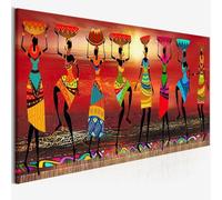 CHAOJIART Cuadros Etnicos Pinturas de arte tribal Mujeres africanas bailando pintura al óleo Imagen para sala de estar Impresión en lienzo Decoración del hogar 50x150cm (20x59in) Sin marco