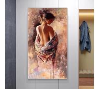 CHAOJIART Decoración del hogar Arte Óleo Sexy Belleza Póster Lienzo Impresión Cuadro Abstracto Medio Desnudo Mujer Pintura Dormitorio Baño Decoración de la Pared 40x80cm Sin Marco