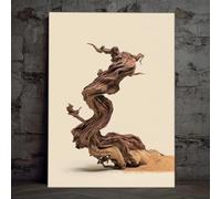 CHAOJIART Impresión en lienzo con raíces y corteza de árbol retorcidas de color marrón, ideal para decoración rústica de pared (50 x 70 x 3 cm/envoltura de lienzo).