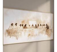 CHAOJIART La Última Cena Lienzo minimalista abstracto color beige, impresión horizontal, arte de pared para sala de estar y dormitorio, decoración cristiana (50x100cm/Lienzo envuelto)