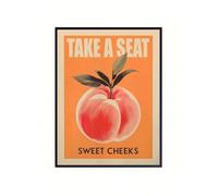 CHAOJIART Lienzo Art Déco Toma asiento, cariño Ilustración de melocotón Póster Impresión en lienzo Arte de pared vintage para decoración del hogar y el baño (50x70cm/Sin marco)