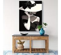 CHAOJIART Lienzo vintage Art Déco con diseño de dama, arte de pared, elegante sombrero de copa en blanco y negro, para decoración de sala de estar y dormitorio (60 x 80 x 3 cm/envoltura de lienzo).