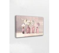 CHAOJIART Mariposa y hermosa Eustoma en flor, lienzo con ramo de lirios en jarrón rosa, pintura, arte de pared, pósteres vintage, decoración del hogar (50x70cm/lienzo montado)