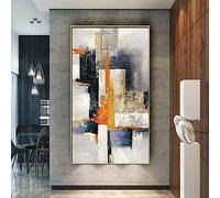 CHAOJIART Pintura al óleo grande, arte abstracto de la pared, póster en lienzo, geometría POP moderna, cuadro de pared, decoración vertical para la entrada de la sala de estar, 40x80cm sin marco