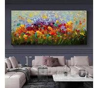 CHAOJIART Póster de flores abstractas, paisaje de pintura al óleo, cuadro artístico de pared, impresión sobre lienzo, para decoración moderna de sala de estar, dormitorio, 60x120cm sin marco