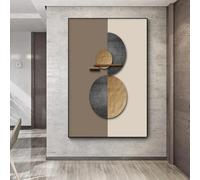 CHAOJIART Póster de pintura en lienzo moderno abstracto geométrico marrón para pared, imágenes impresas para decoración de sala de estar, decoración del hogar, marco interior de 80 x 120 cm