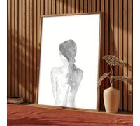 CHAOJIART Póster impreso en lienzo con una representación minimalista en blanco y negro de una mujer y una niña. Arte mural para decorar la habitación del hogar (50 x 70 x 3 cm/envoltura de lienzo).