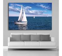 CHAOJIART Póster nórdico de velero azul, lienzo, pintura de paisaje marino, imagen artística de pared, impresión HD para sala de estar, oficina, decoración del hogar, 70 x 100 cm, sin marco
