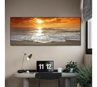 CHAOJIART Puestas de sol, mar natural, paisaje de playa, carteles abstractos, impresiones, pintura en lienzo, imagen panorámica de arte de pared para decoración de sala de estar, 40x120cm sin marco