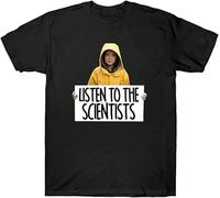 CHAOOFANG Greta Thunberg 'Listen to The Scientists' T Shirt Men's Cotton Shirt Black Navy Colour3