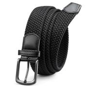 CHAOREN Cinturon Elastico Hombre, Cinturones Hombre de Tela Tejida, Cinto Homem de Golf Informal 35mm, Negro, 160cm(talla 140-150cm/54-58)