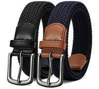 CHAOREN Juego de Cinturon Elastico Hombre, Cinto Homem de Trabajo 35mm, Adecuado para Regalar, Negro/Azul, Cintura 85-95 cm