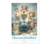 Chaos am Schreibtisch (Wandkalender 2026 DIN A3 hoch), CALVENDO Monatskalender: Willkommen im Büro-Dschungel, wo Kaffeeflecken neben To-do-Listen ... dann streikt, wenn es wichtig wird!