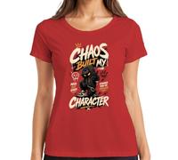 Chaos Built My Character Streetwear Japan Y2K - Camiseta para mujer, rojo