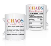 Chaos Coordinator Gifts for Boss & Coworker Leaving Gifts - Divertida taza de oficina para mujeres asistentes maestras, taza de café de 11 onzas