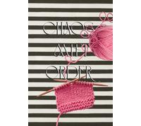 Chaos Meet Order Hardcover Notebook | Knitting-Themed Lined Journal, 120 Pages, 6x9 in | Black & White Striped Cover with Coral Red Yarn Design | Gift for Crafters and Stationery Lovers