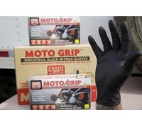 CHAOS Moto Guantes de nitrilo negros Grip de 5 mm, sin látex, sin polvo, microtexturados para reparación, limpieza, pintura, productos químicos (1 caja/100 guantes)