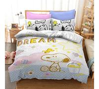 CHAOSE-ESB Juego De Ropa De Cama Snoopy para Perros Pequeños con Funda De Almohada, Funda Nórdica + 2 Fundas De Almohada - Resistente A La Humedad, Hipoalergénico (Lindo 01,(150x200cm)-Cama de 90)