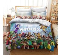 CHAOSE Juego De Funda De Edredón King Bedding - Juego Roblox Juego De Edredón De Microfibra De 3 Piezas Funda De Edredón Y 2 Fundas De Almohada (patrón 04,(150x200cm)-Cama de 90)