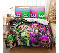 CHAOSE Juego De Ropa De Cama Familiar Splatoon para Niños, Funda De Cama Estampada, Juego De Funda Nórdica Individual, Ropa De Cama Kingsize (Grafiti 06,(150x200cm)-Cama de 90)