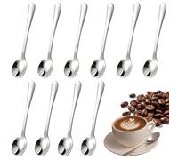 CHAOTEMAI 10 Piezas Cucharillas Cafe 7,5 CM Acero Inoxidable Cucharas de Postre Diseño Sencillo Cucharas Aperitivo Cucharones de Cocina para Frascos de Especias Café Postre Sal Azúcar Miel Especias