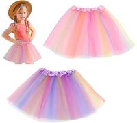 CHAOTEMAI 2 Pieza Faldas de Tutú Retro Falda Tutú para Niñas Baile Ballet Tul Falda Ballet 3 Capas Elástica Disfraz Infantiles Cortas Tul Elástico Niñas Princesa Niños Disfraz Fiesta para 3 a 8