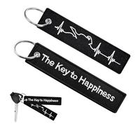 CHAOTEMAI 2 Piezas Llavero Moto Bordado a Doble Cara Llaveros para Parejas Lucky Llavero Stitch Patrón de ECG Porta Chaves Anilla Metálica para Colgar de 3 CM para Motos Coches Scooters Todoterrenos