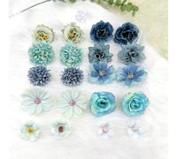 CHAOTEMAI 20 Piezas Cabezas de Flores Artificiales Decoracion 3-5 CM Decoración de Flores Artificiales Artificial Flowers Decoracion Mini Flores de Seda para DIY Bodas Día de San Valentín (Azul)