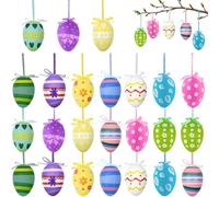 CHAOTEMAI 24 Pezzi Decorazione Uova di Pasqua Pasqua Colorate Decorazioni Piccoli Ciondoli da Appendere Adornos Escritorio per Festa Decorazioni FAI da te