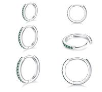 CHAOTEMAI 3 Pares Pendientes Aro Mujer, Pendientes De Aro, pendient Aro Hombre, Circonita Cúbica, Pendient Niña, 8 mm/9 mm/10 mm, Adecuado Para Mujeres, Unisex, Uso Diario, Huesos De Oreja