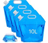 CHAOTEMAI 4 Piezas Bidon 10 litros, Bidon Agua Almacenamiento Plegable | Bidon Agua con Grifo Bolsas de Agua Reutilizables para Acampar Hacer Senderismo Almacenar en Caso Emergencia Familiar