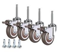 CHAOUYYZ 4Pcs Mute Rubber Caster Wheels with Brake, Children'S Bed Wheel Furniture Caster Crib Replacement Universal Wheel Long Rod Wheel/Brake/2Inch