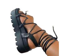 CHAOYI Zapatos de mujer de verano a la moda gladiador cuñas plataforma señoras sandalias romanas talla grande 43 sandalias de mujer con tiras - negro, 41