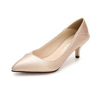 CHAOYI Zapatos de tacón alto para mujer, elegantes zapatos de oficina para mujer, zapatos de fiesta, puntera puntiaguda, tacones medios, 5 cm, talla grande, 42-oro, 10
