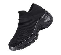 CHAOYI Zapatos deportivos de malla transpirable para mujer, con plataforma elástica, vulcanizada, para correr, caminar, tenis, 079, color negro entero, 39