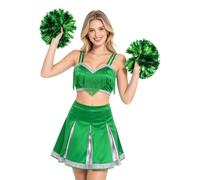 Chaoyinn Mujer Traje Porristas Vestido Danza Uniforme Porrista Gimnasio | Conjunto Traje Pompones Dos Piezas,Animación Competencias Baile,Ropa Fiestas Musicales,Festival De Música,Trajes Rave