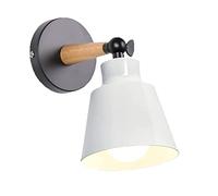 ChaoZan Aplique de lámpara de pared Madera Metal E27 Rústico Retro Aplique Industrial Moderno Sencillez Hierro LED Lámpara de mesita de noche, para Sala Dormitorio Comedor Restaurante, Blanco