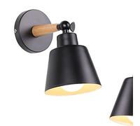ChaoZan E27 Lámpara de pared Nordic de madera Rústico, Retro Lámpara LED de pared de Metal Hierro Aplique para sala de estar Comedor Restaurante dormitorio, Lámpara de mesita de noche, Negro