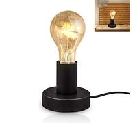 ChaoZan lámpara de mesa con interruptor de cable lámpara de cabecera E27 Portalámparas adaptador de casquillo LED soporte E27 redonda Lámpara de noche para Dormitorio sala de estar oficina, negra