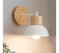 ChaoZan Lámpara de pared Madera Metal Apliques de Pared E27 Moderno Creativo Simple Hierro Luz de Pared Retro Lámpara de Cabecera para Dormitorio Estudiar Restaurante Escalera Sala, Blanco