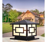 ChaoZan Lámpara de Sobremuro Exteriores Aluminio Luces de Pedestal Moderno Lámpara de Exterio Lámpara de Jardín IP65 Impermeable Cuadrad Lámpara de Pie Exterior E27 Patio Terraza Caminos, Negro