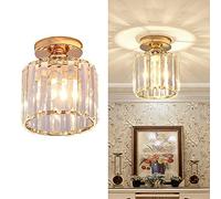 ChaoZan Lámpara de techo de jaula, lámpara de pasillo de cristal moderna mini dorado, montaje en superficie E27 Luz de techo interior para porche Cocina Baño Cuarto sala comedor Cafetería