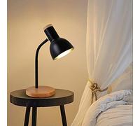 ChaoZan Lámparas de escritorio Lámpara de escritorio lámpara de mesa madera moderna para estudio oficina sala de estar, lámpara de lectura, lámpara de noche de metal E27 lámpara de noche Negro