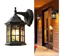 ChaoZan Luces Exterior de Castillo de Diseño Rústico Clásico Lámpara de Pared, Aplique Pared Exterior de Aluminio E27 Retro Metal vidrio Impermeable Dormitorio Terraza porche Patio Jardin (Negro)