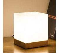ChaoZan Madera Moderna Lámpara de Mesa E27 Led Cuarteto Lámpara Creativa Luz Led Noche Lactancia Vidrio Lámparas de Escritorio Cubo Mesilla de Noche de Luz Escritorio Dormitorio Salón de Estar