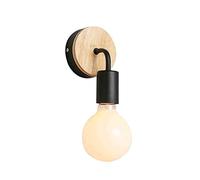 ChaoZan Moderna lámpara de pared de metal de madera para interior, creatividad, lámparas de pared de hierro E27 LED lámpara de noche lámparas de pared para dormitorio sala de estar, negro