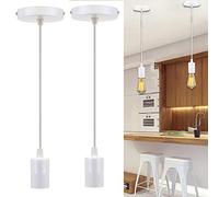 ChaoZan Portalàmparas con cable casquillo E27 lámpara de techo Accesorios de La Lámpara DIY Luces Decorativas Industrial Vintage Retro para Comedor sala Dormitorio cocina Restaurante, blanco