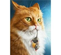 Chaozhirui Kit de punto de cruz con patrón fácil para adultos y principiantes,11CT bricolajeGato Ratón Queso Colores de hilo vibrantes- 40x50cm