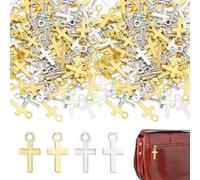 Chapa Acero Inoxidable - Mini Cruz Colgante de Aleación para Joyería Artesanal y DIY (200 Piezas, 16 x 8 mm)